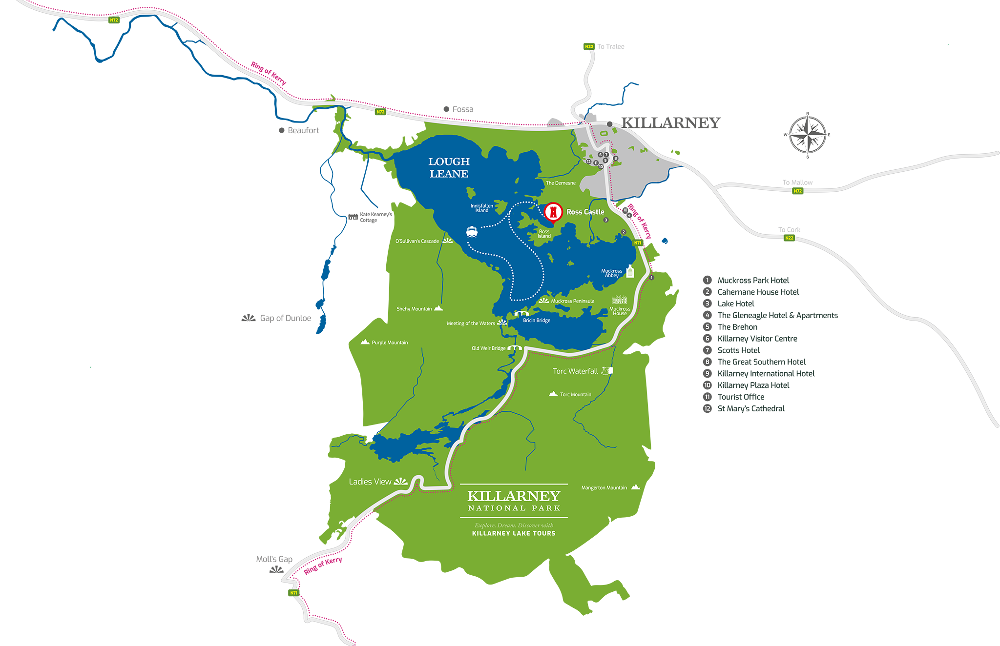 Killarney Lake Tours map
